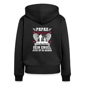 Papas Mädchen Vater Tochter Familie Geschenk papas - Frauen Premium Bio Zip Hoodie - Schwarz - Hinten - Julia (174cm)