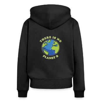 There is no Planet B - Frauen Premium Bio Zip Hoodie - Schwarz - Hinten - Julia (174cm)