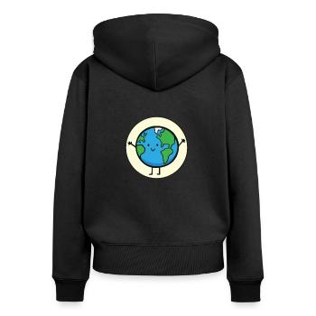 Nachhaltigkeit - Frauen Premium Bio Zip Hoodie - Schwarz - Hinten - Julia (174cm)
