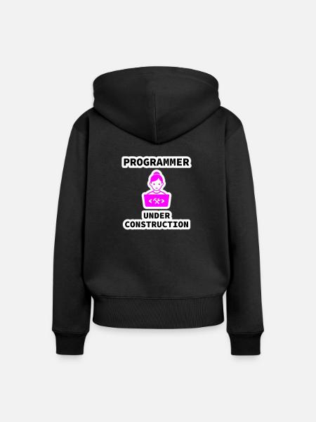 Girl Programmer Under Construction, Programming - Frauen Premium Bio Zip Hoodie - Schwarz