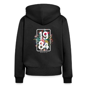 Beau cadeau d'anniversaire de 37 ans pour femme - Sweat à capuche zippé Premium bio Femme - noir - Dos - Julia (174cm)