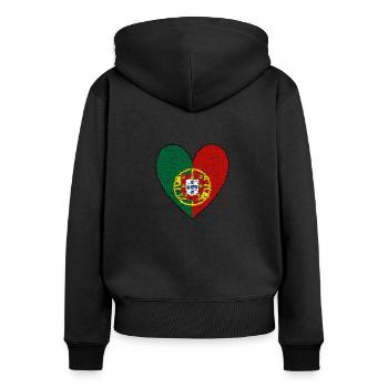Portugal Coeur - Sweat à capuche zippé Premium bio Femme - noir - Dos - Julia (174cm)