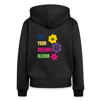 let your dreams bloom - Sweat à capuche zippé Premium bio Femme - noir - Dos - Julia (174cm)