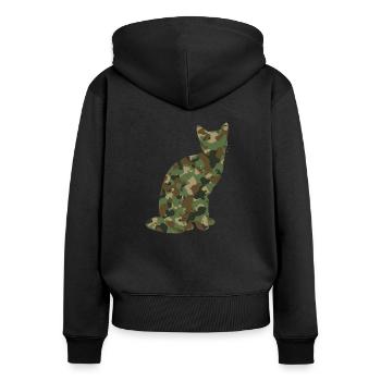 Camouflage Cat Kitten - Women's Premium Organic Zip Hoodie - black - Back - Julia (174cm)