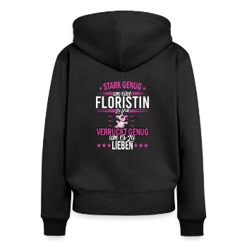Floristin Floristik Blumen - Frauen Premium Bio Zip Hoodie - Schwarz - Hinten - Julia (174cm)