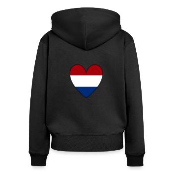 Pays-Bas Coeur - Sweat à capuche zippé Premium bio Femme - noir - Dos - Julia (174cm)