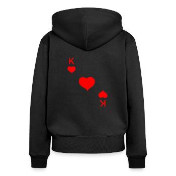 Coeur roi carte poker carnaval - Sweat à capuche zippé Premium bio Femme - noir - Dos - Julia (174cm)