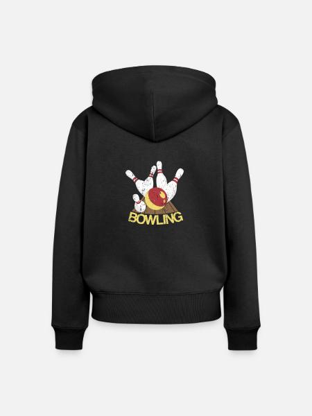 Bowling - Frauen Premium Bio Zip Hoodie - Schwarz
