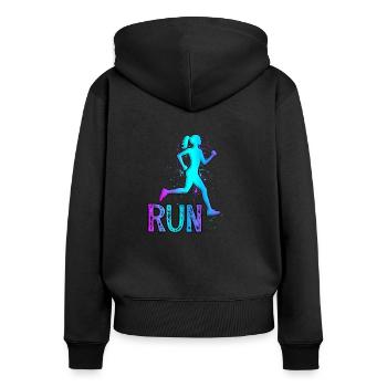 Running girl for runners - Women's Premium Organic Zip Hoodie - black - Back - Julia (174cm)