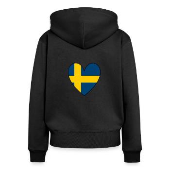 Schweden Herz - Frauen Premium Bio Zip Hoodie - Schwarz - Hinten - Julia (174cm)