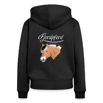 Norwegisches Fjordpferd Kopf - Frauen Premium Bio Zip Hoodie - Schwarz - Hinten - Julia (174cm)