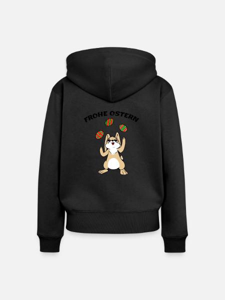 FROHE OSTERN - Frauen Premium Bio Zip Hoodie - Schwarz