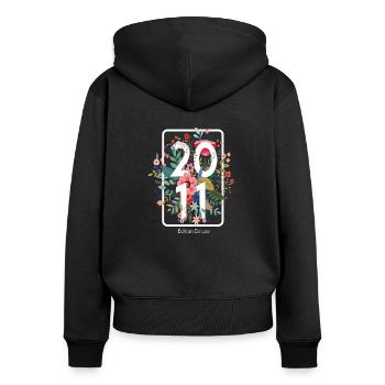 Beau cadeau d'anniversaire de 10 ans pour bébé - Sweat à capuche zippé Premium bio Femme - noir - Dos - Julia (174cm)