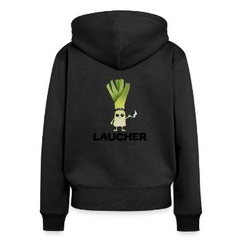 Laucher - Women's Premium Organic Zip Hoodie - black - Back - Julia (174cm)