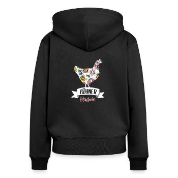 Hühner Flüsterin Huhn Landwirtin geschenk - Frauen Premium Bio Zip Hoodie - Schwarz - Hinten - Julia (174cm)