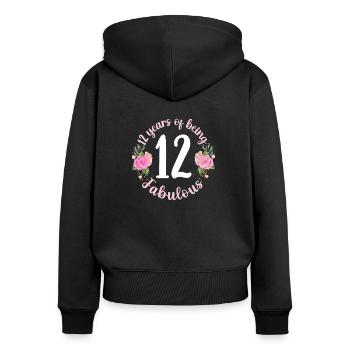 12-jähriges Mädchen Geburtstag. 12. Geburtstag Teenager - Frauen Premium Bio Zip Hoodie - Schwarz - Hinten - Julia (174cm)