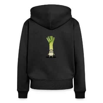 leek - Women's Premium Organic Zip Hoodie - black - Back - Julia (174cm)