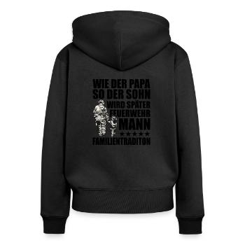 Feuerwehr - Frauen Premium Bio Zip Hoodie - Schwarz - Hinten - Julia (174cm)