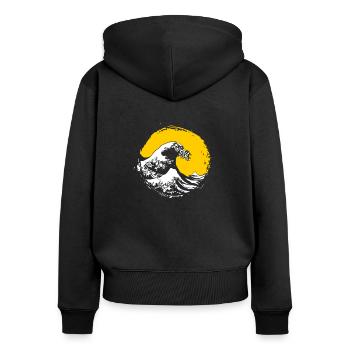 The Great Wave Kanagawa - Japanese Art - Women's Premium Organic Zip Hoodie - black - Back - Julia (174cm)
