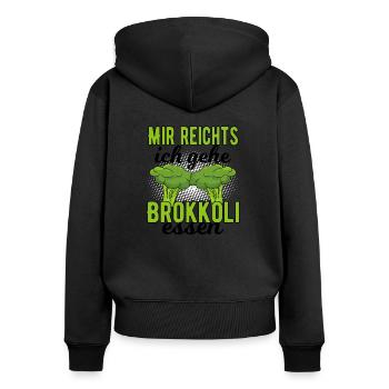 Brokkoli - Frauen Premium Bio Zip Hoodie - Schwarz - Hinten - Julia (174cm)
