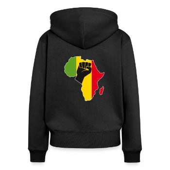 Love Africa Carte Pan African Colors Raised Fist - Sweat à capuche zippé Premium bio Femme - noir - Dos - Julia (174cm)