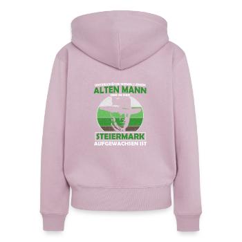 Unterschätze Niemals Einen Alten Mann Steiermark - Frauen Premium Bio Zip Hoodie - Altrosa - Hinten - Julia (174cm)