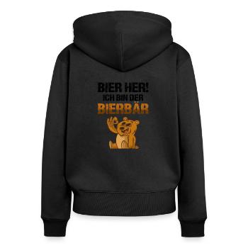 Bier her! Ich bin der Bierbär Biertrinker - Frauen Premium Bio Zip Hoodie - Schwarz - Hinten - Julia (174cm)