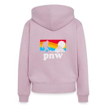 PNW Pacific Northwest Bigfoot - Women's Premium Organic Zip Hoodie - dusky pink - Back - Julia (174cm)