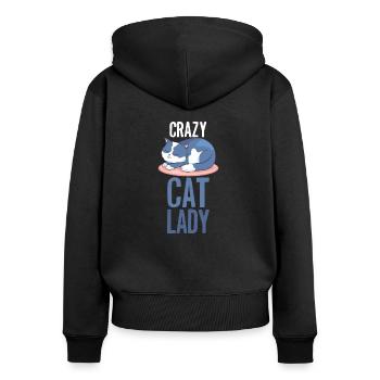 Chat fou chats dame femme - Sweat à capuche zippé Premium bio Femme - noir - Dos - Julia (174cm)