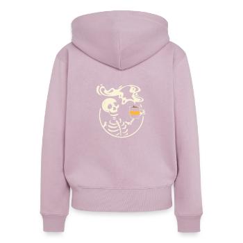 Skeleton Vintage Picture With Smiling Skull - Frauen Premium Bio Zip Hoodie - Altrosa - Hinten - Julia (174cm)