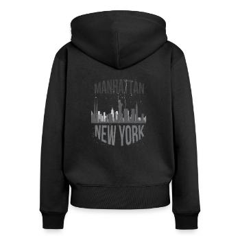 New York - Sweat à capuche zippé Premium bio Femme - noir - Dos - Julia (174cm)