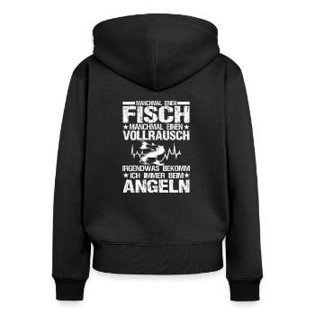 Angelmotiv Lustiger Angelspruch Angelsport - Frauen Premium Bio Zip Hoodie - Schwarz - Hinten - Julia (174cm)
