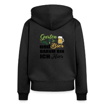 Garten und Bier - Frauen Premium Bio Zip Hoodie - Schwarz - Hinten - Julia (174cm)