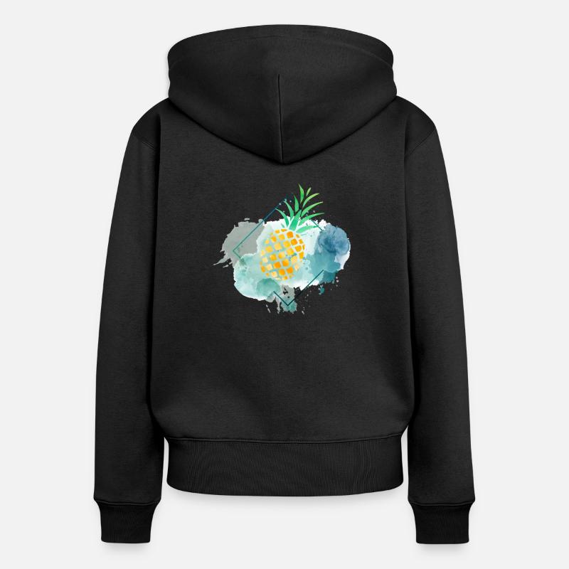 Ananas - Sweat à capuche zippé Premium bio Femme - noir