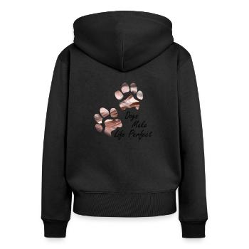 Empreintes de pattes pattes pattes chien chien - Sweat à capuche zippé Premium bio Femme - noir - Dos - Julia (174cm)