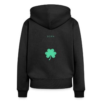 Born lucky in 2024! - Frauen Premium Bio Zip Hoodie - Schwarz - Hinten - Julia (174cm)