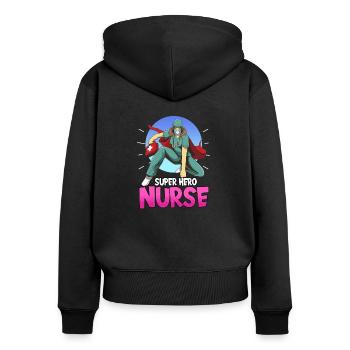 Nurse Care Health Doctor Saying - Women's Premium Organic Zip Hoodie - black - Back - Julia (174cm)