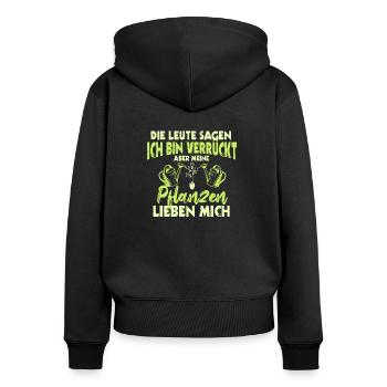 Gärtner, Hobbygärtner Geschenk, Garten Motiv - Frauen Premium Bio Zip Hoodie - Schwarz - Hinten - Julia (174cm)
