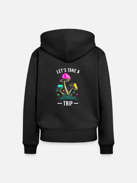 Pilz Trip Magic Mushrooms - Frauen Premium Bio Zip Hoodie - Schwarz
