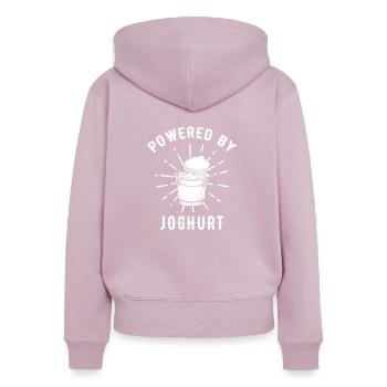Jojors sort drôle - Sweat à capuche zippé Premium bio Femme - rose poudré - Dos - Julia (174cm)