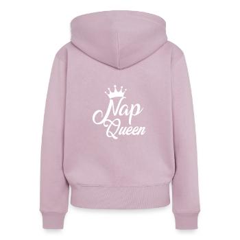 NAP QUEEN - Frauen Premium Bio Zip Hoodie - Altrosa - Hinten - Julia (174cm)