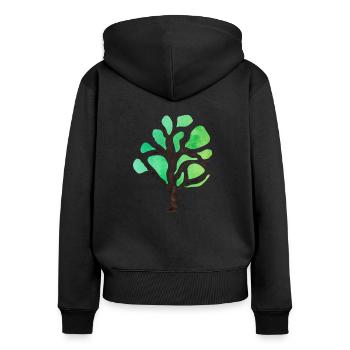 Baum Bäume Umweltschutz Naturschutz CO2 Sauerstoff - Frauen Premium Bio Zip Hoodie - Schwarz - Hinten - Julia (174cm)