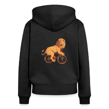 BICYCLE LION - Women's Premium Organic Zip Hoodie - black - Back - Julia (174cm)