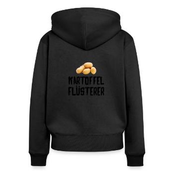 Kartoffel Flüsterer - Frauen Premium Bio Zip Hoodie - Schwarz - Hinten - Julia (174cm)