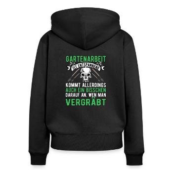 Gartenarbeit - Frauen Premium Bio Zip Hoodie - Schwarz - Hinten - Julia (174cm)