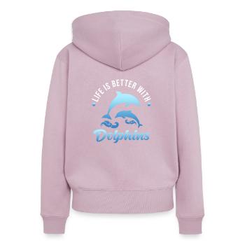 Delfin - Sweat à capuche zippé Premium bio Femme - rose poudré - Dos - Julia (174cm)