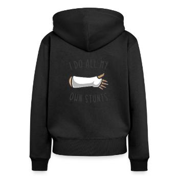 Gipsarm Genesungswünsche Armbruch Arm gebrochen - Frauen Premium Bio Zip Hoodie - Schwarz - Hinten - Julia (174cm)