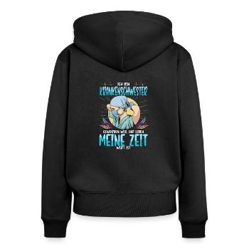 Krankenschwester Arzt Gesundheitswesen Beruf - Frauen Premium Bio Zip Hoodie - Schwarz - Hinten - Julia (174cm)