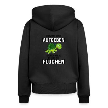 Läufer Jogging Joggen - Frauen Premium Bio Zip Hoodie - Schwarz - Hinten - Julia (174cm)