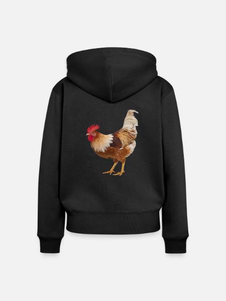 Hahn - Frauen Premium Bio Zip Hoodie - Schwarz